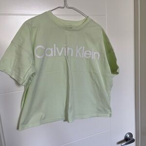 Calvin Klein Green Logo Crop Tee